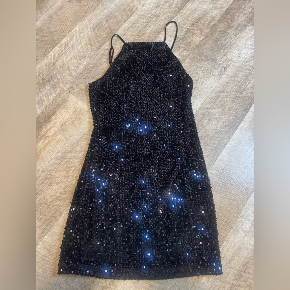 Express Black Sequin Mini Dress, Variable Strap L… - image 6